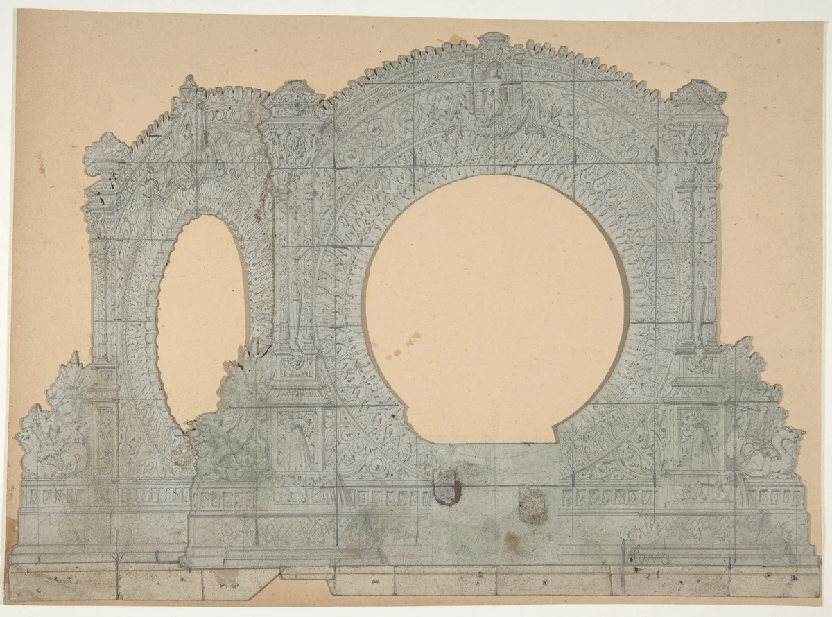 Design for a Stage Set at the Opéra, Paris by Eugène Cicéri, drawing, 1830-1890