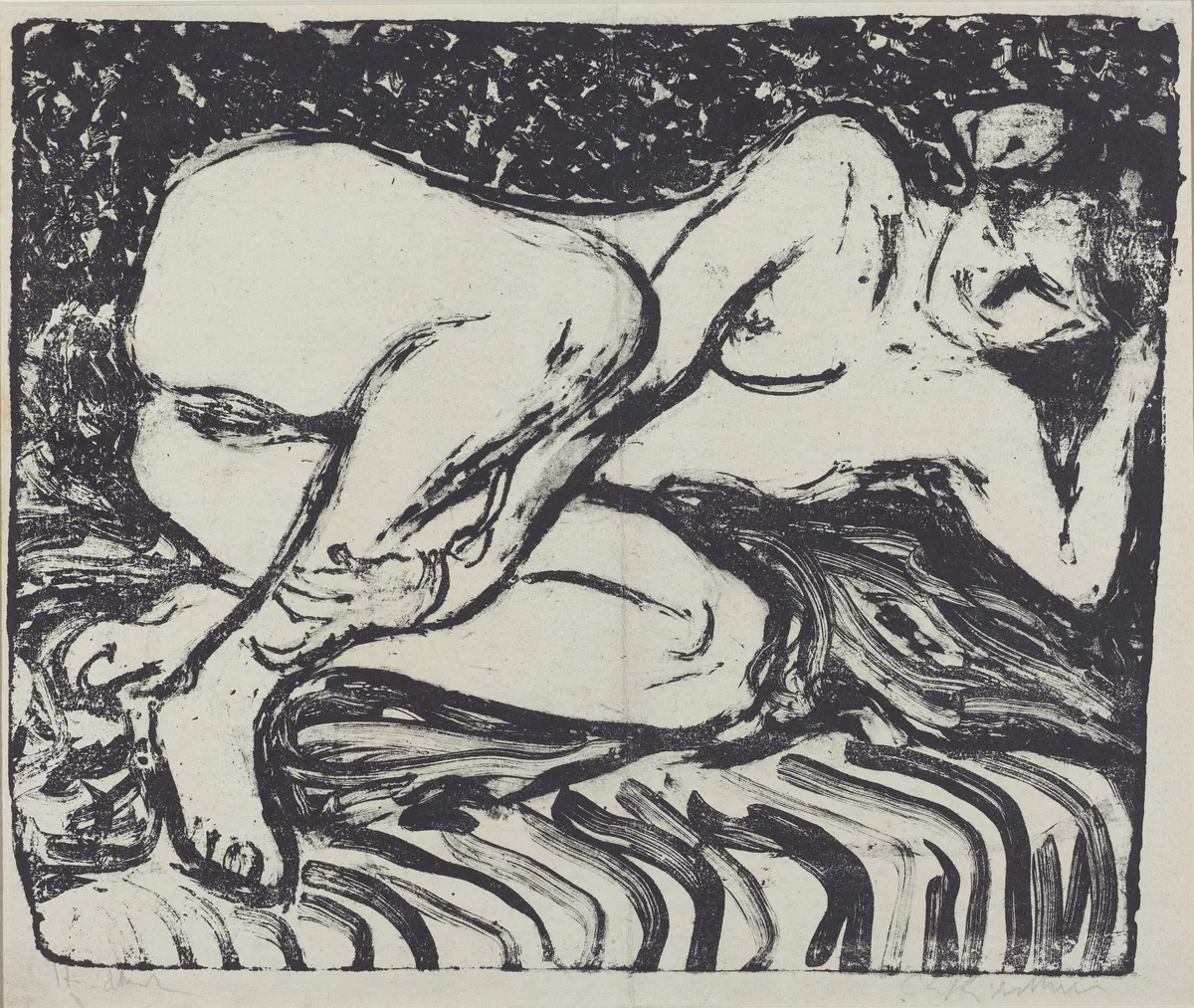 Reclining Nude by Ernst Ludwig Kirchner, print, 1907