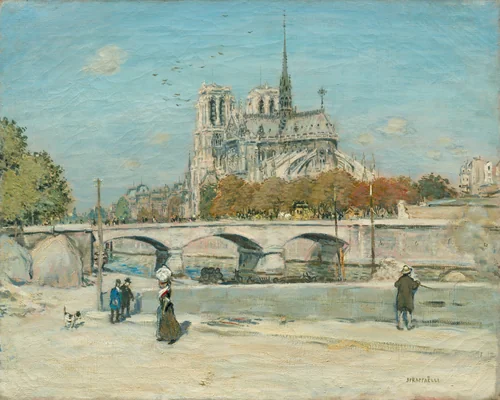 Notre Dame Seen from the Quai de la Tournelle by Jean-François Raffaëlli, painting, 1897-1902