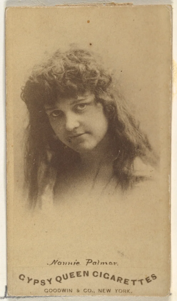 Nonnie Palmer, from the Actors and Actresses series (N171) for Gypsy Queen Cigarettes by Goodwin & Company, photograph, 1886-1890