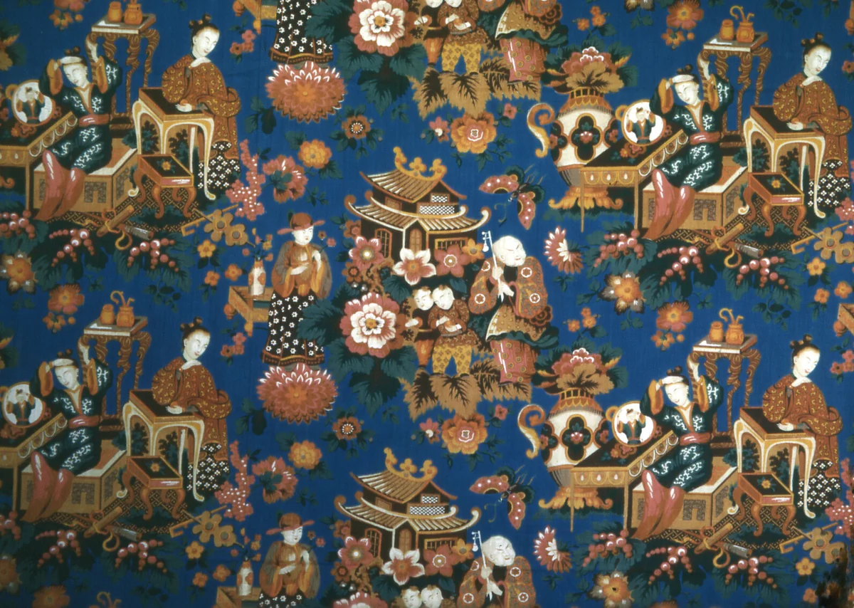 A Chinese Tea Party (Furnishing Fabric) by Daniel Lee, textile, 1853-1860