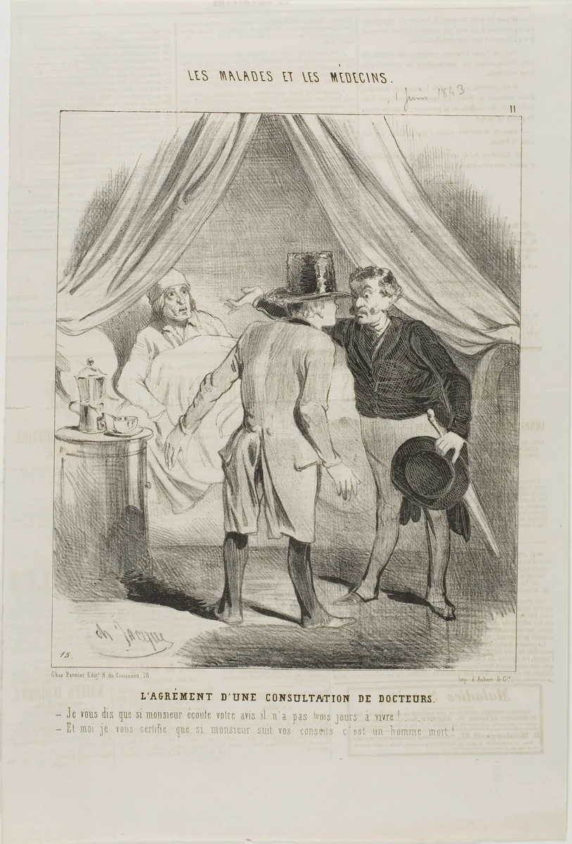 The Pleasure of a Doctors' Consultation (plate 11) by Charles-Émile Jacque, print, 1843