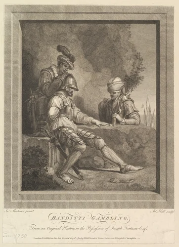Banditti Gambling by John Hall, print, 1780