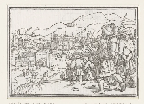 Terugkeer van inwoners van Jeruzalem uit ballingschap by Hans Holbein, print, 1538