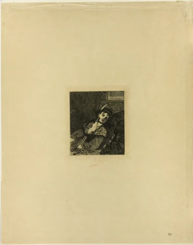 Woman with a Scottish Hat by Félicien Rops, print, 1865