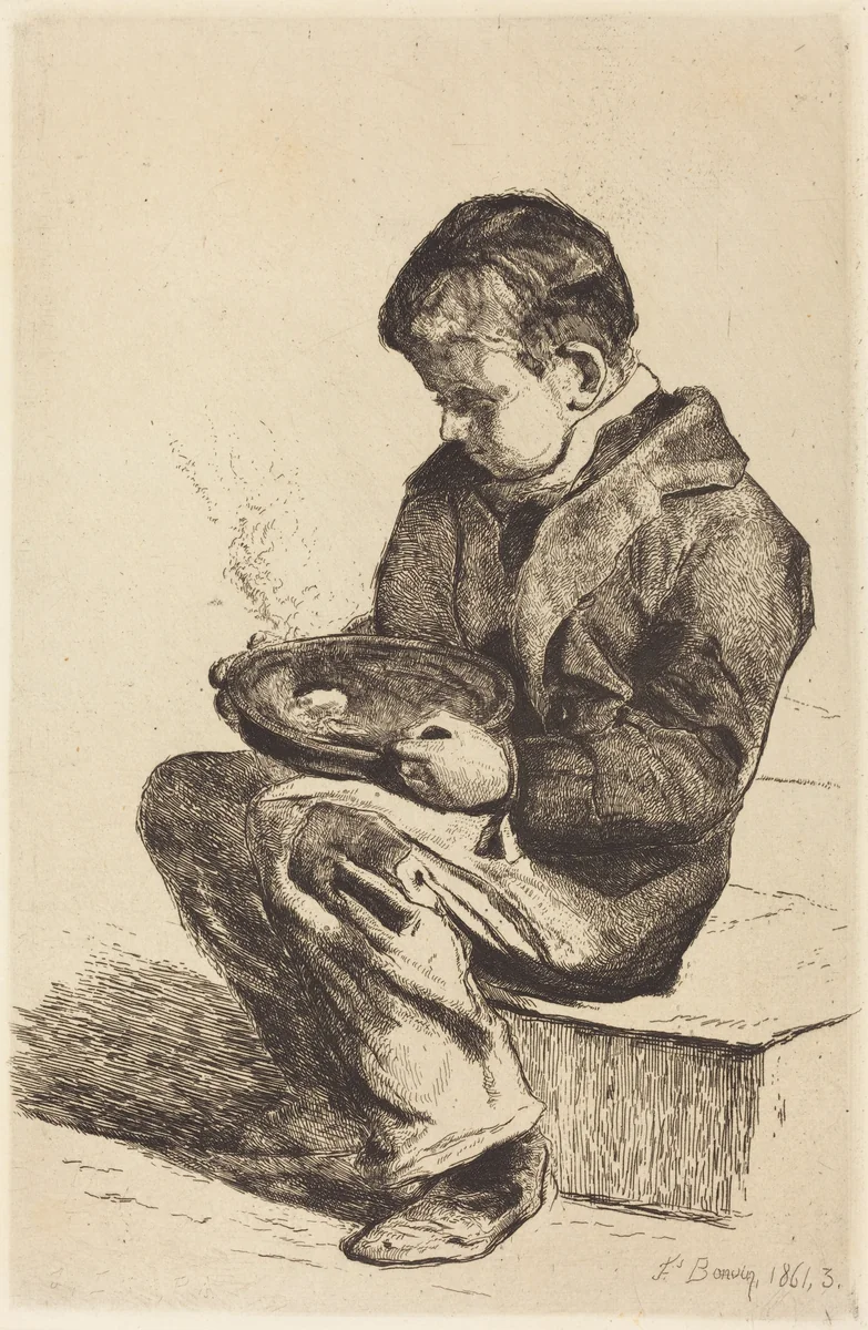 Boy Eating Soup (Enfant mangeant sa soupe) by François Bonvin, portfolio, 1861
