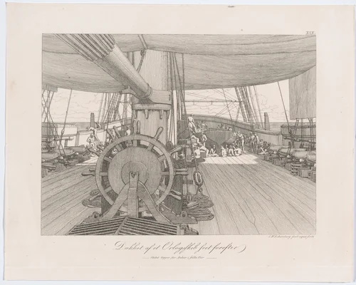 Deck of a Warship by Christoffer Wilhelm Eckersberg, print, 1828-1838