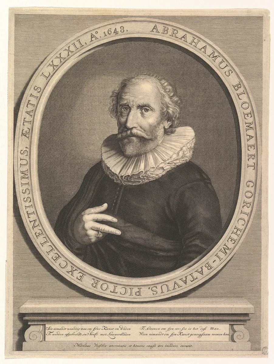 Portrait of Abraham Bloemaert by Nicolas Visscher, print, 1600-1699