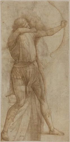 Figure of an Archer [recto] by Pietro Perugino, drawing, 1500