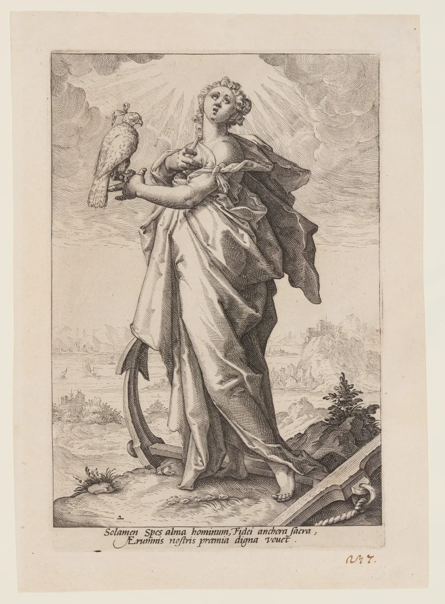 Hope, from The Virtues by Jacob Matham, print, 1593