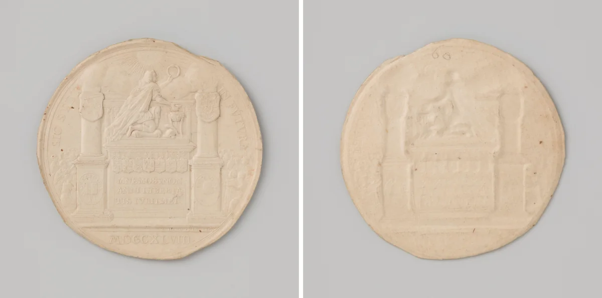 Penning over de honderdjarige herdenking van de Vrede van Munster by Martinus Holtzhey, metalwork, 1748