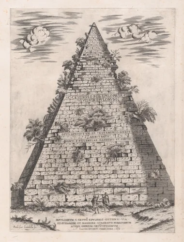 Pyramid of Caius Cestius, from "Speculum Romanae Magnificentiae" by Giovanni Ambrogio Brambilla, print, 1582