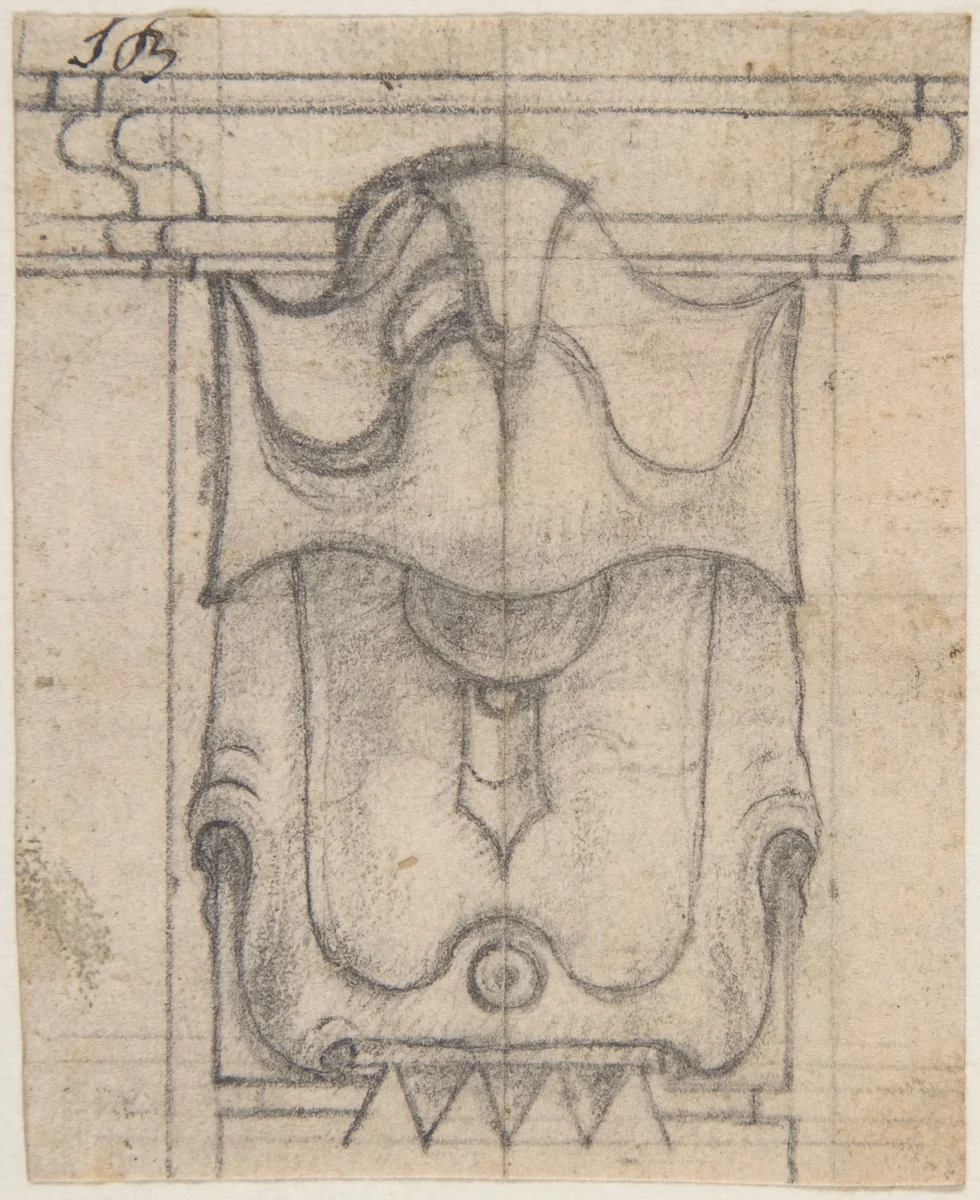 Design for a Coat of Arms Partially Covered in Drapery by Giovanni Battista Foggini, drawing, 1652-1725