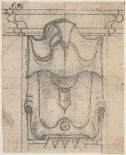 Design for a Coat of Arms Partially Covered in Drapery by Giovanni Battista Foggini, drawing, 1652-1725