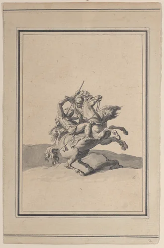 Vignette, from "The Battle of Milvian" by Bernard Picart, drawing, 1700-1733