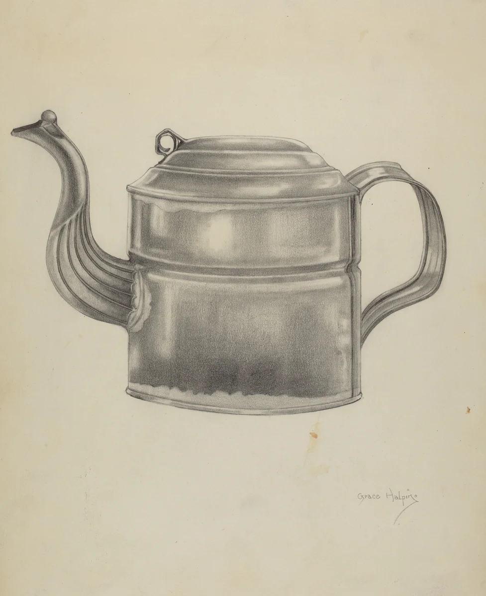 Teapot by Grace Halpin, index of american design, 1935-1942