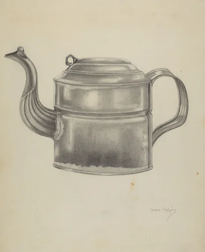 Teapot by Grace Halpin, index of american design, 1935-1942