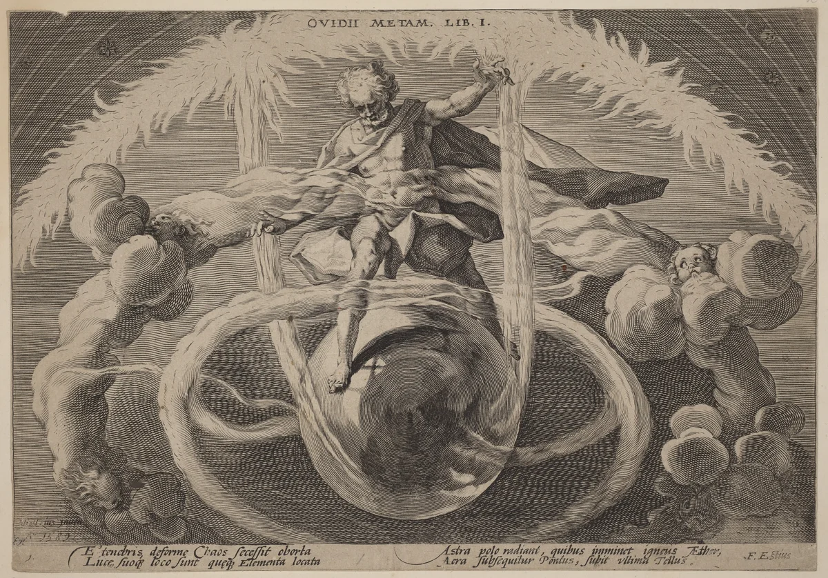 Chaos: The Untangling of Chaos, or the Creation of the Elements by Hendrick Goltzius, print, 1595-1605