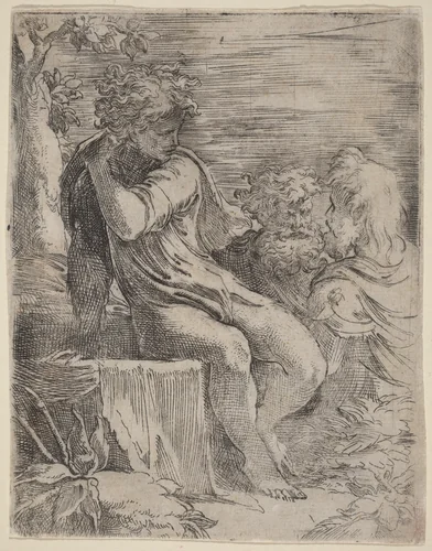 The Boy and Two Old Men by Parmigianino, print, 1503-1540