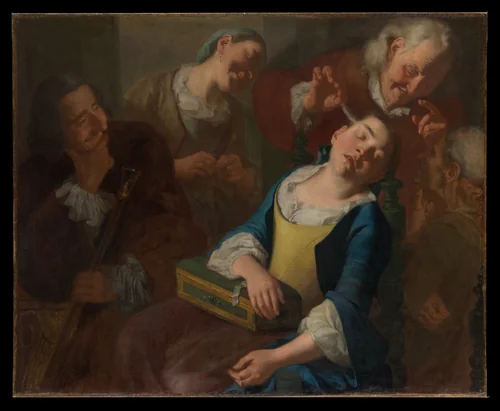 Teasing a Sleeping Girl by Gaspare Traversi, painting, 1755-1765