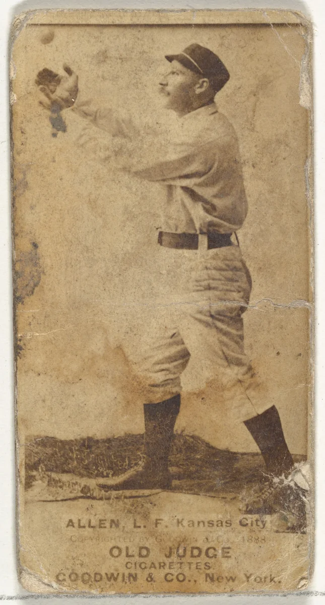 Myron Smith Allen, Left Field, Kansas City Cowboys, from the Old Judge series (N172) for Old Judge Cigarettes by Goodwin & Company, photograph, 1888