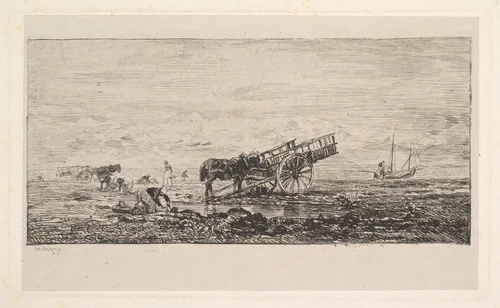 The Beach at Villerville by Charles-François Daubigny, print, 1837-1878