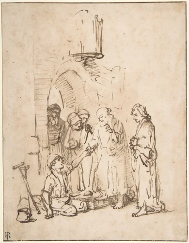 St. Peter and St John Healing the Paralytic by Rembrandt van Rijn, drawing, 1606-1669
