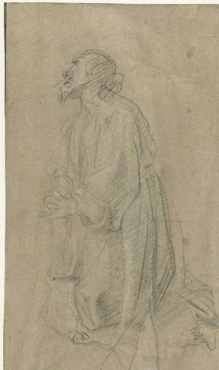 Studie voor een Christus in Gethsemane by Aurelio Lomi, drawing, 1566-1622