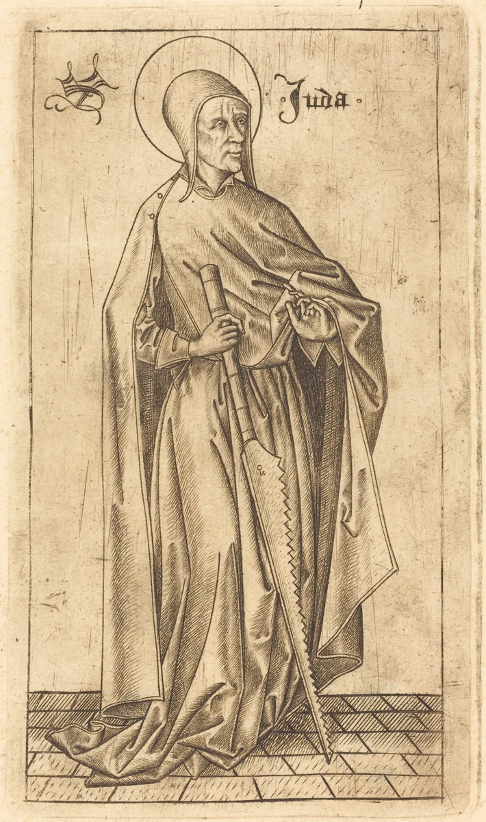 Saint Simon Zelotes (?) or Saint Judas Thaddeus (?) by Israhel van Meckenem, print, 1470-1480