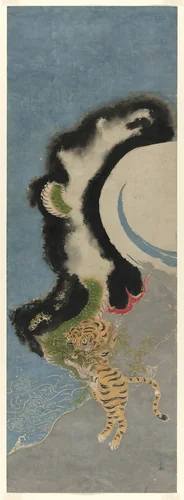 Dragon and tiger by Isoda Koryusai, print, 1775-1785