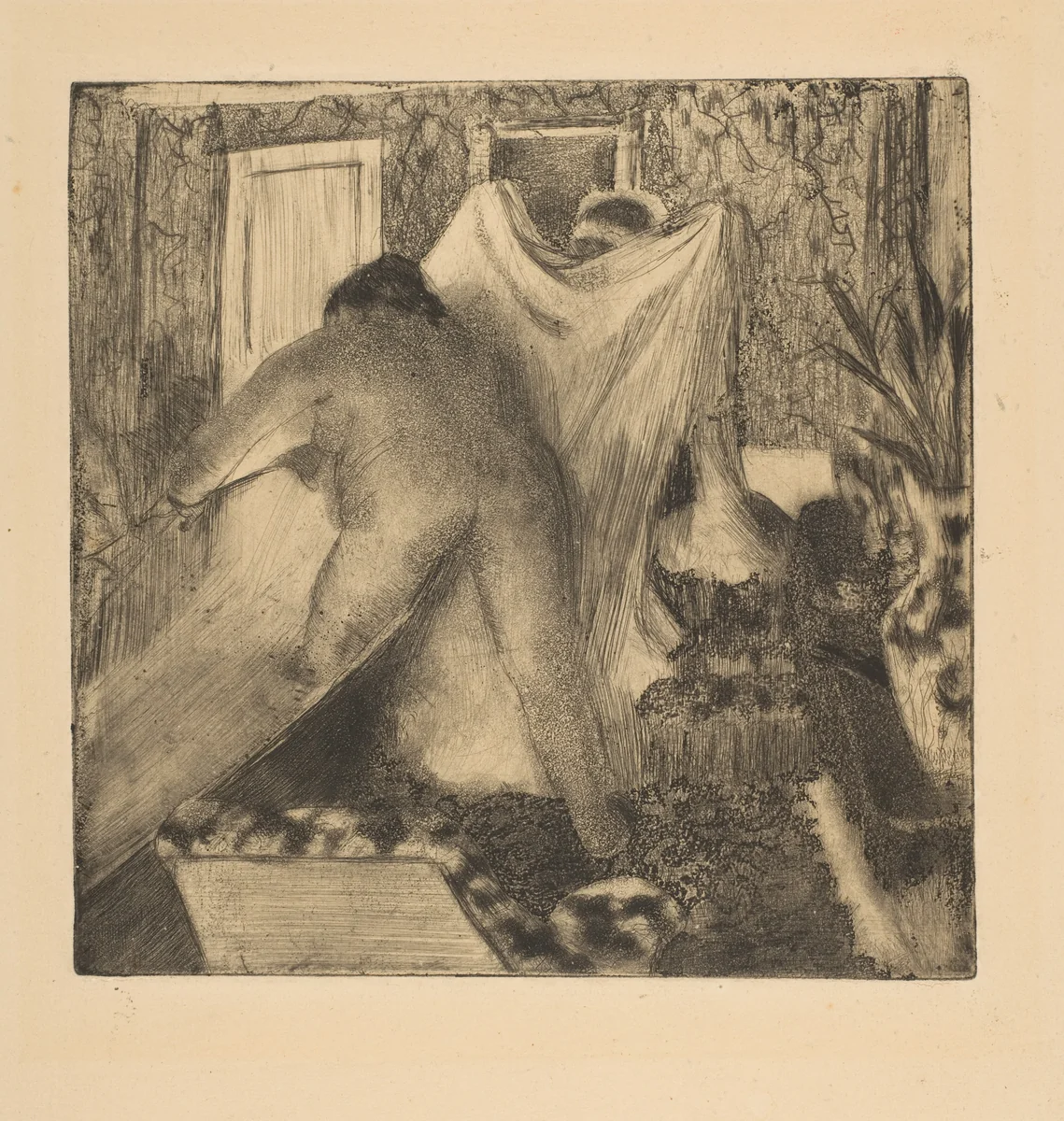 Leaving the Bath by Edgar Degas, print, 1879-1880