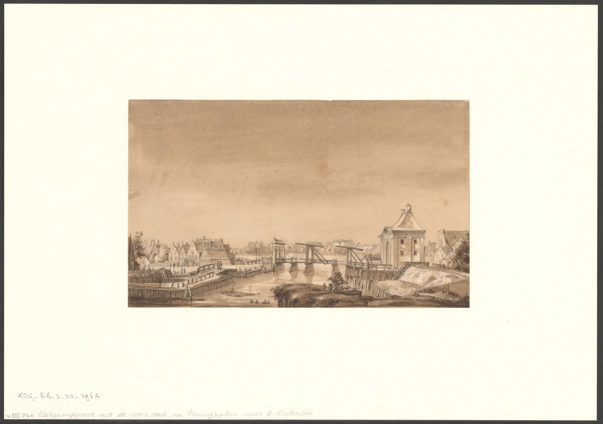 Gezicht op de Heiligewegspoort by anonymous, drawing, 1637-1664