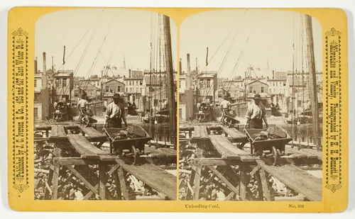 Unloading Coal, No. 934 from the series "Milwaukee and Vicinity" by Henry Hamilton Bennett, photograph, 1880-1889