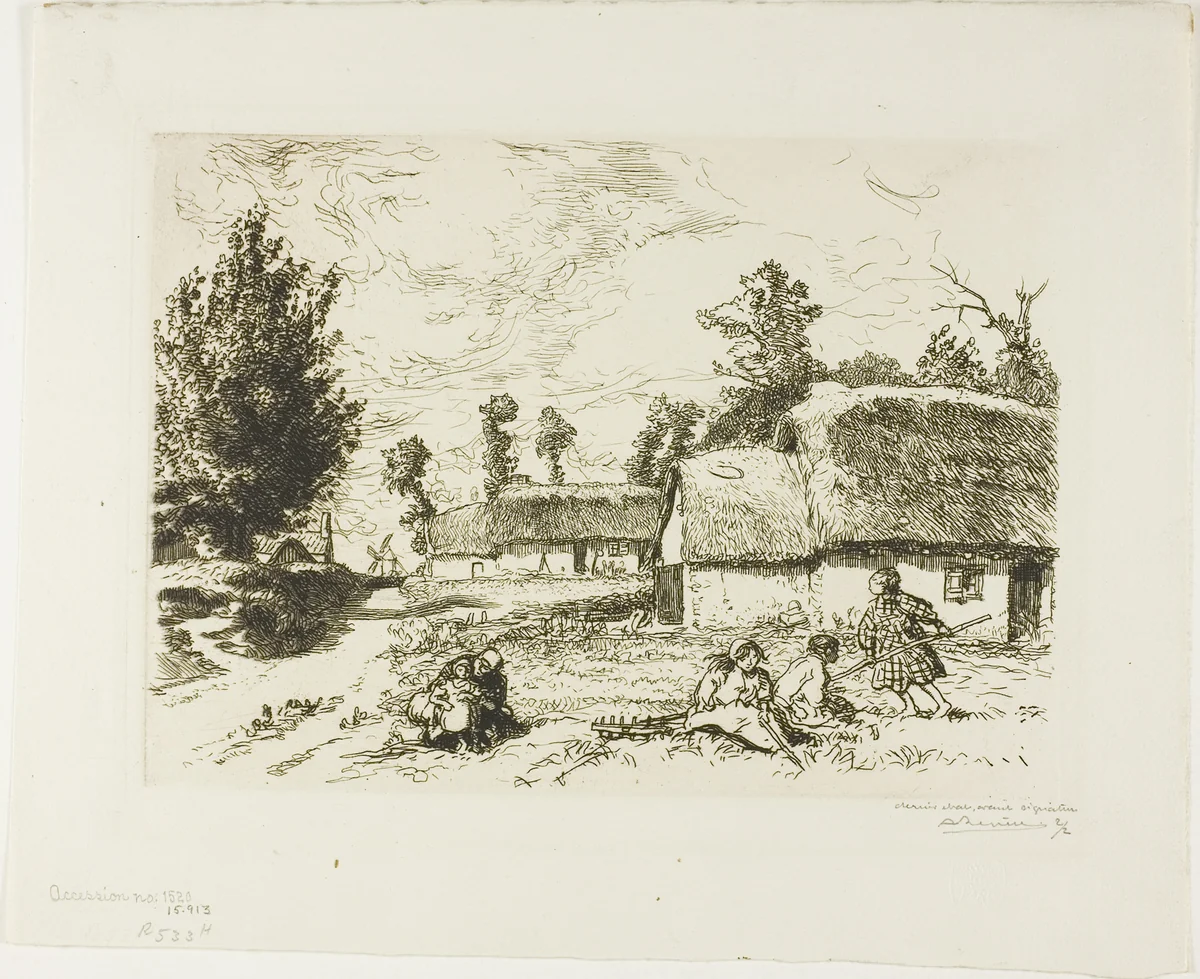 Two Cottages by Louis Auguste Lepère, print, 1910