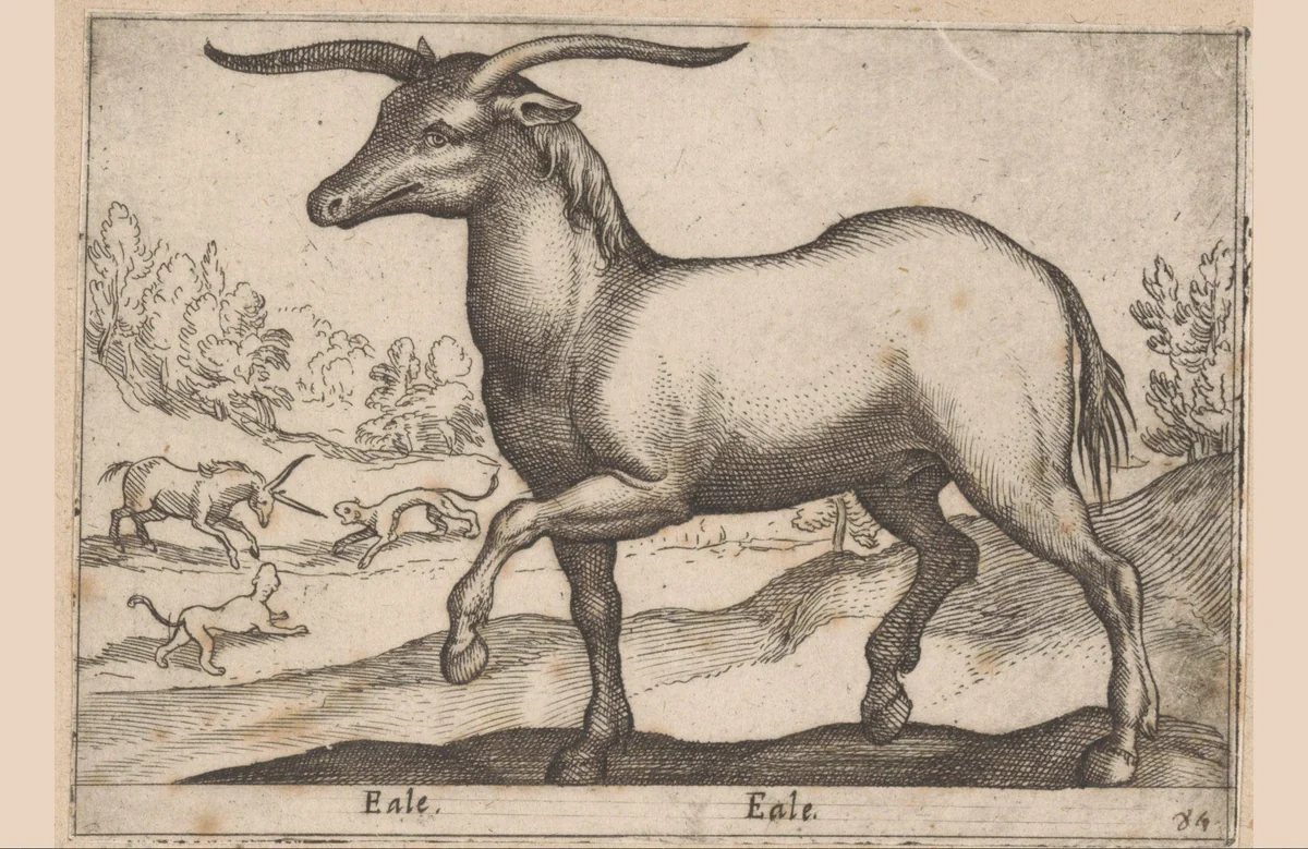 Paard met hoorns by Antonio Tempesta, print, 1565-1630