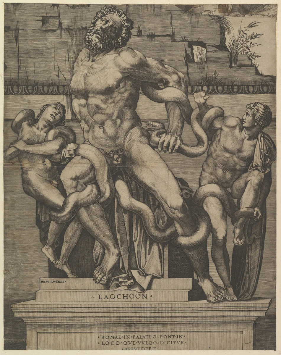 Laocoon, from "Speculum Romanae Magnificentiae" by Marco Dente, print, 1530-1580