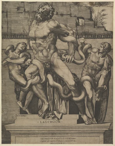 Laocoon, from "Speculum Romanae Magnificentiae" by Marco Dente, print, 1530-1580