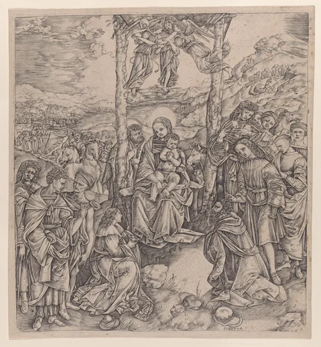 The Adoration of the Magi, after Filippino Lippi by Cristofano di Michele Martini, print, 1505-1515