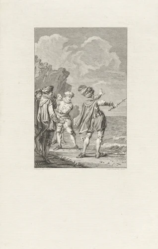 Knoet de Grote probeert de golven te laten wijken by Reinier Vinkeles, print, 1786