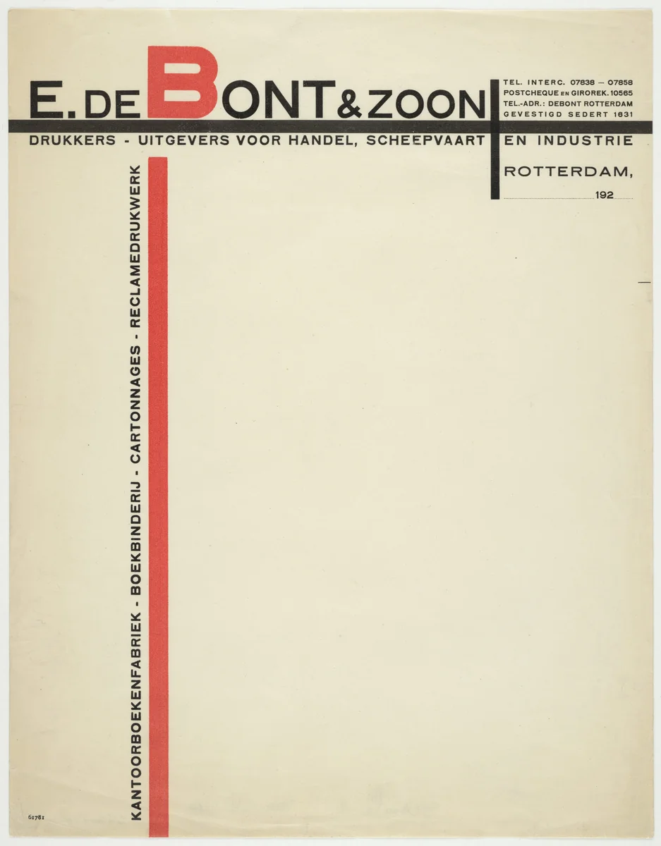 E. De Bont & Zoon Drukkers-Uitgevers Voor Handel, Scheepvaart en by Paul Schuitema, design, 1924