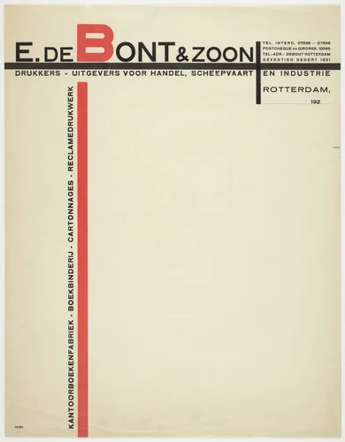 E. De Bont & Zoon Drukkers-Uitgevers Voor Handel, Scheepvaart en by Paul Schuitema, design, 1924