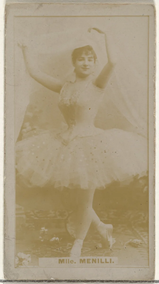 Mlle. Menilli, from the Actors and Actresses series (N145-8) issued by Duke Sons & Co. to promote Duke Cigarettes by W. Duke, Sons & Co., photograph, 1890-1895