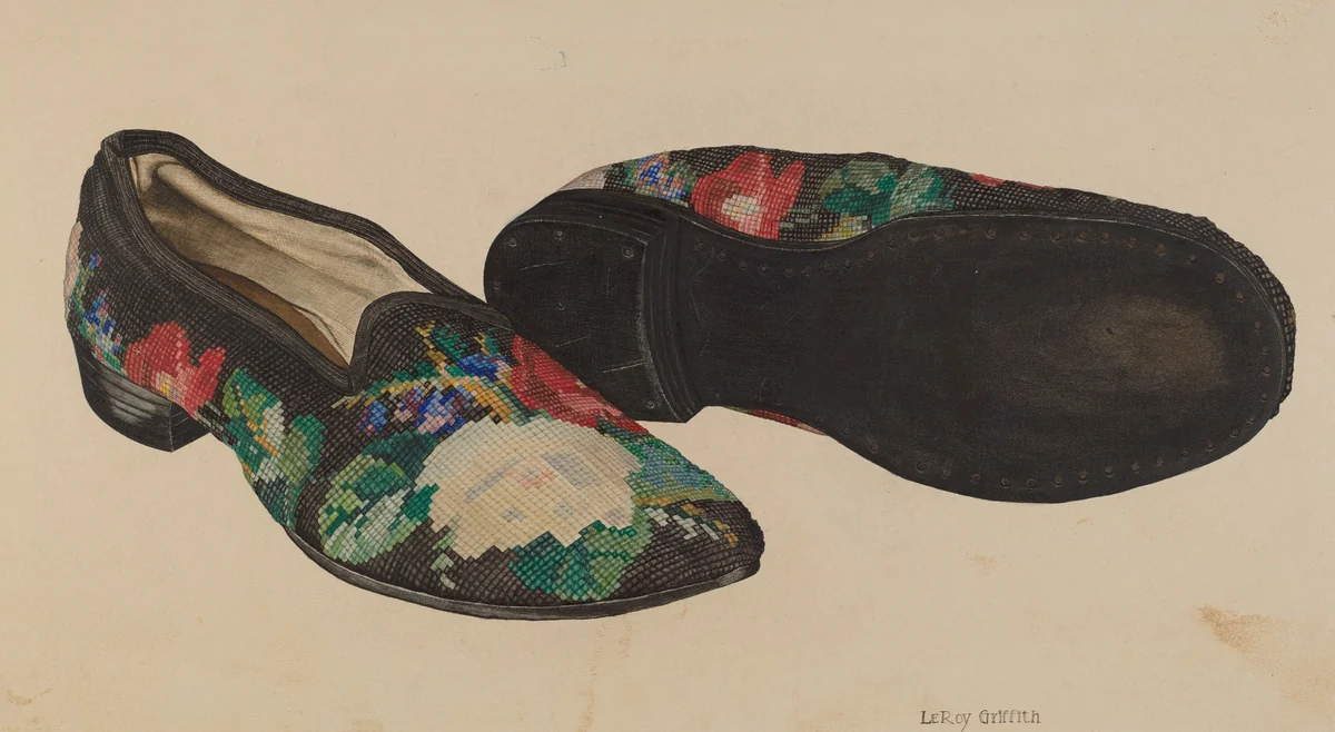 Needlepoint Slippers by LeRoy Griffith, index of american design, 1940