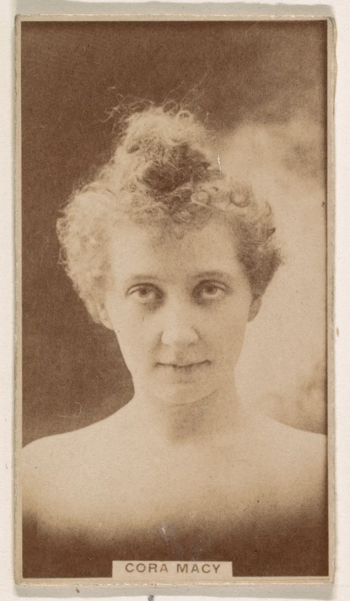 Cora Macy, from the Actresses series (N245) issued by Kinney Brothers to promote Sweet Caporal Cigarettes by Kinney Brothers Tobacco Company, photograph, 1890