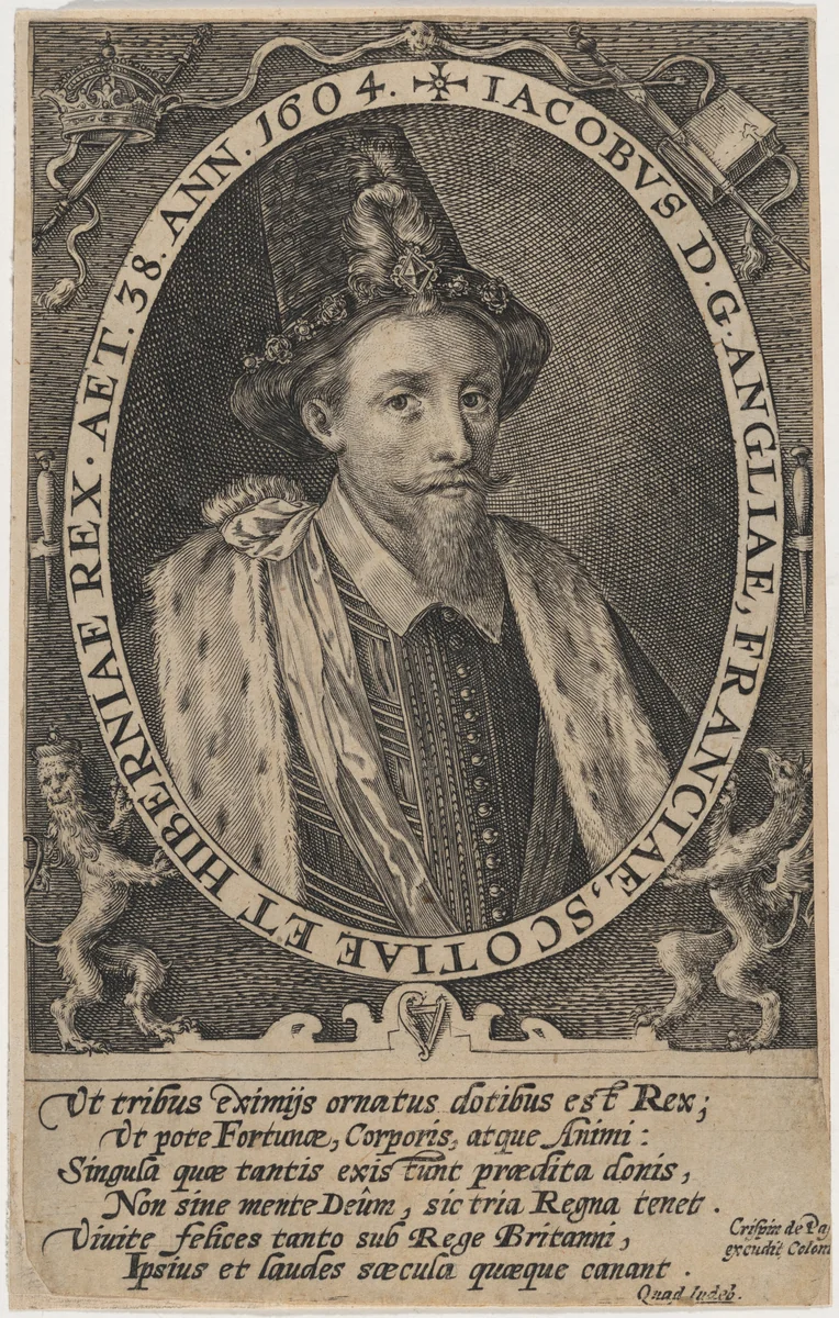 James I, King of England by Crispijn van de Passe I, print, 1604