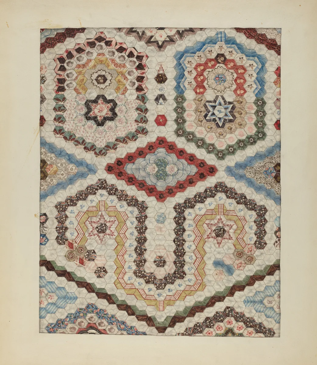 Patchwork Quilt by Sylvia Dezon, index of american design, 1939