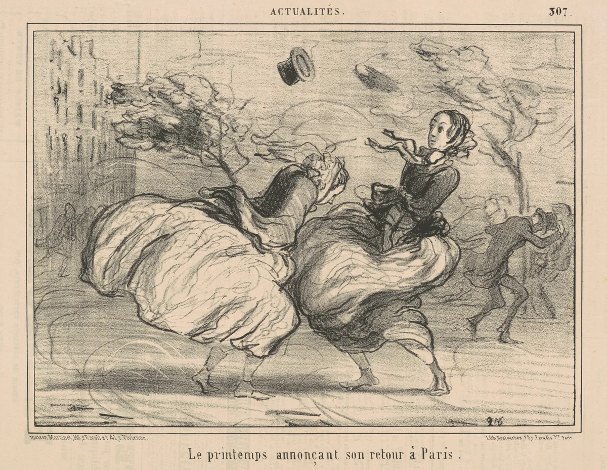 Le printemps annonçant son retour à Paris by Honoré Daumier, print, 1856
