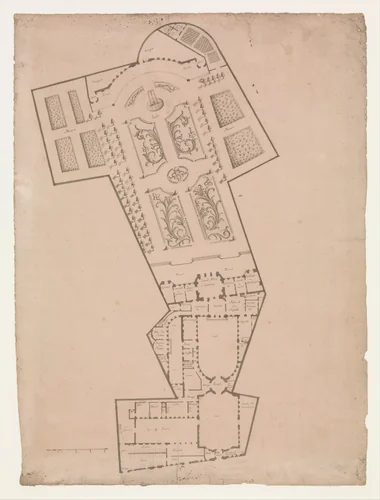 Plan of a Hotel and Garden by anonymous, drawing, 1680-1730