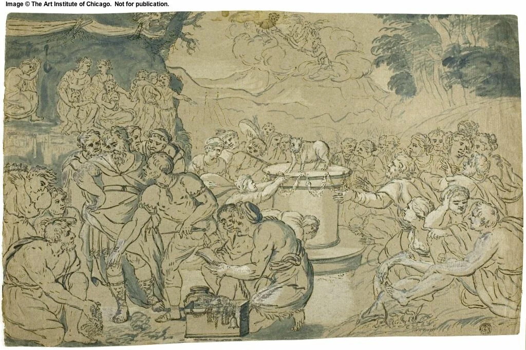 Worship of the Golden Calf by Antonio Zannoni, drawing, 1668-1720
