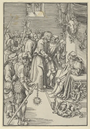 Christ Before Annas, from the Passion by Lucas Cranach, print, 1472-1553